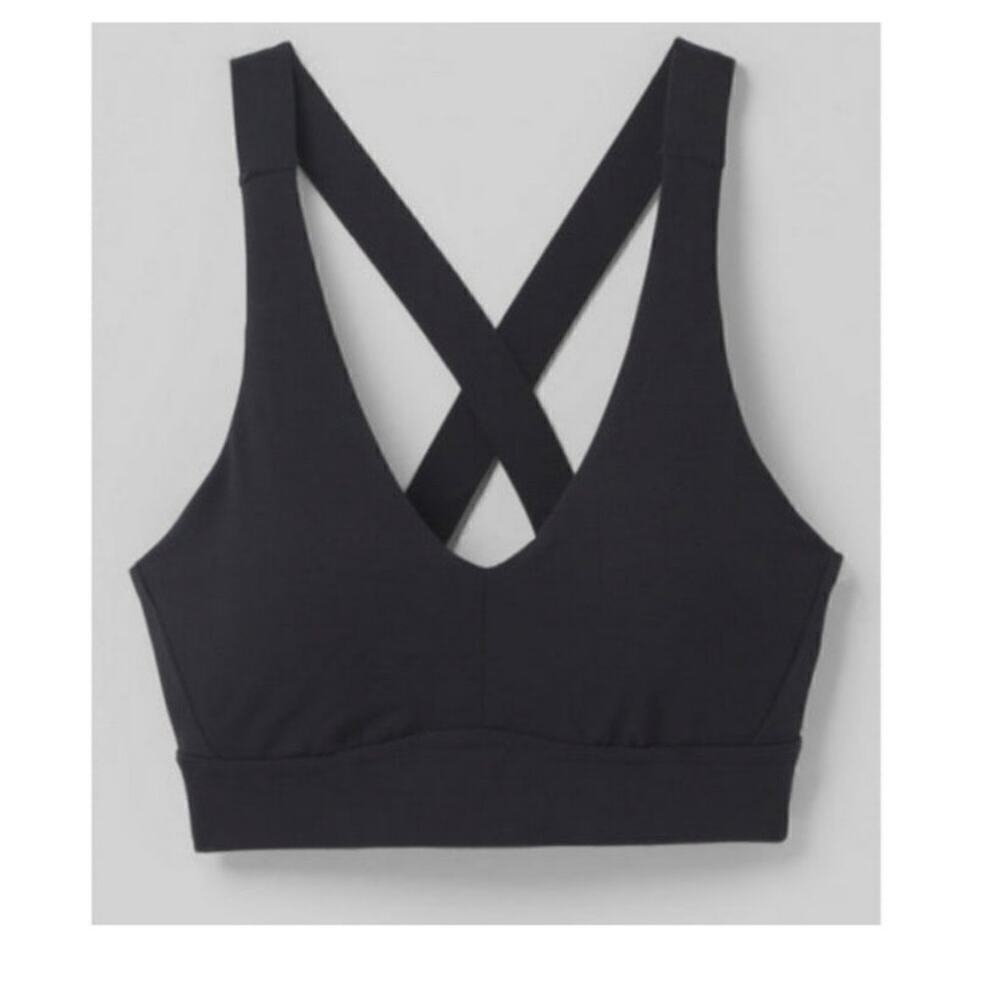 NWT Prana Black Criss Cross Layna Sports Bra Size XS